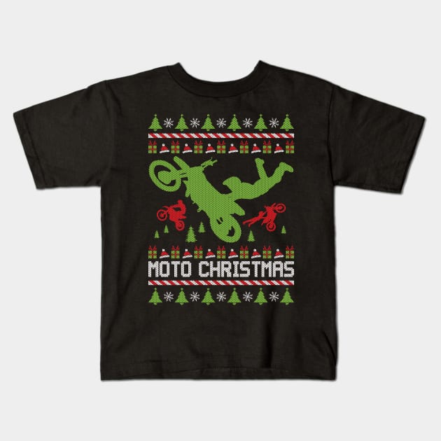 MOTO CHRISTMAS Kids T-Shirt by OffRoadStyles